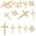 Cheriswelry 10pc Cubic Zirconia Cross Charms 18K Gold Plated Link Pendants | by Cheriswelry