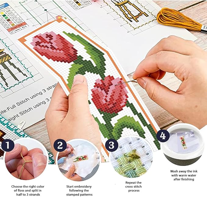 FREEBLOSS 6 Set Bookmark Cross Stitch Kits Stitch Bookmark Cross Stitch Kits - Image 4