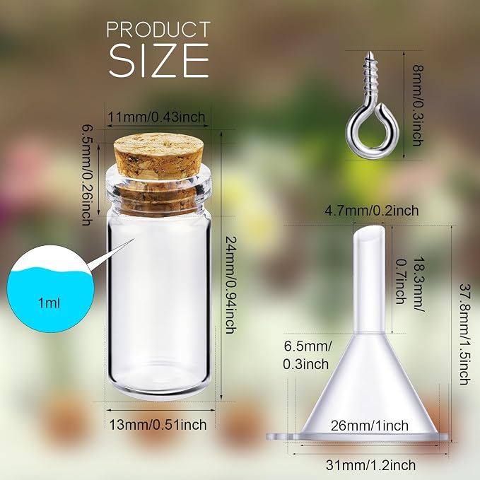 Yungyan 50 Pieces Small Mini Glass Bottles Jars - Image 2