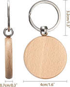JUXYES 200 PCS Unfinished Wooden Keychain Blanks - Image 3