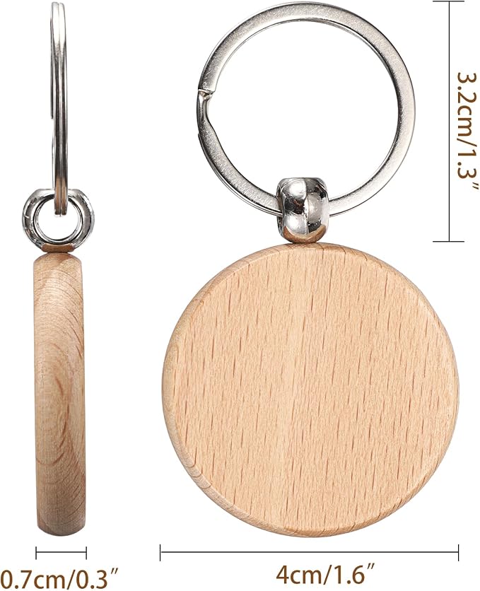 JUXYES 200 PCS Unfinished Wooden Keychain Blanks - Image 3