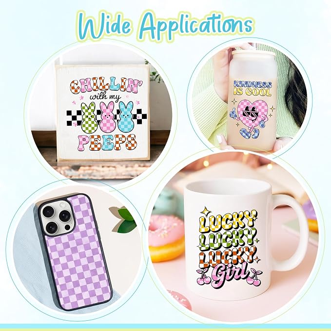 Tintnut Colorful Checkerboard Permanent Vinyl, waterproof, easy peel & stick - Image 6