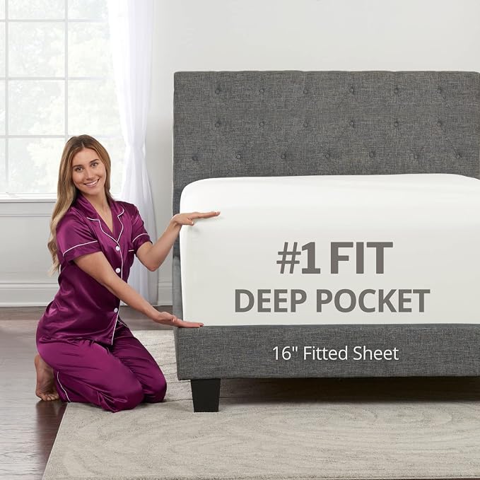 King Deep Pocket Fitted Bed Sheets Real 16' Fit Perfectly 14'18' Mattress & by DeaLuxeBedding