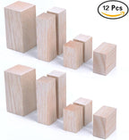 Sumind 12 Pcs Balsa Blocks for Carving 4 Sizes Whittling Wood Carving Kit for - Image 2