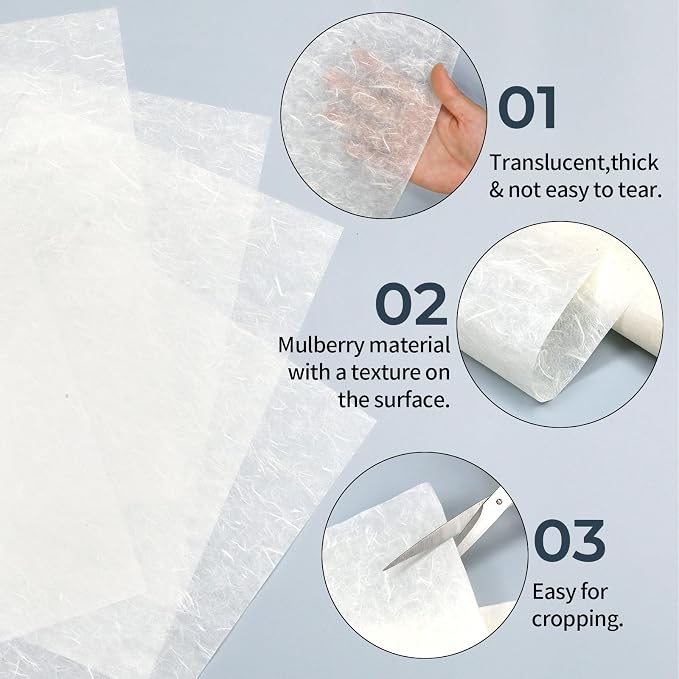 100 Sheets FIVEIZERO A4 Mulberry Paper Sheets Natural Fiber Rice Paper - Image 2