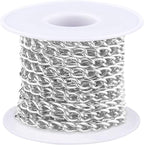 Jishi 16ft Aluminium Curb Chain Roll, Thick Twisted Chain Links, Jewelry Making by Jishi