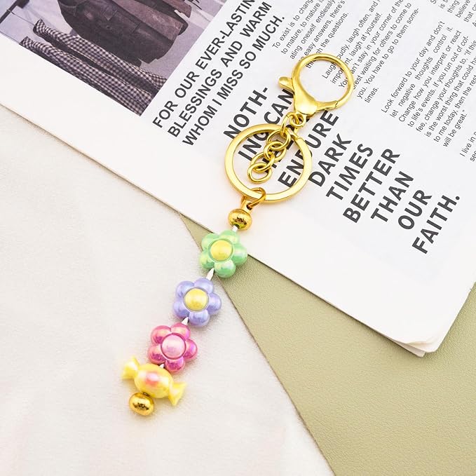 beadable keychains Bulk 8pcs Blank Keychain Making Kit Keychains Accessories - Image 8