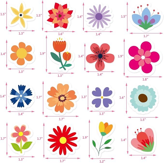 400Pcs Flower Foam Stickers Assorted Spring Summer Colorful Flower Shaped - Image 2