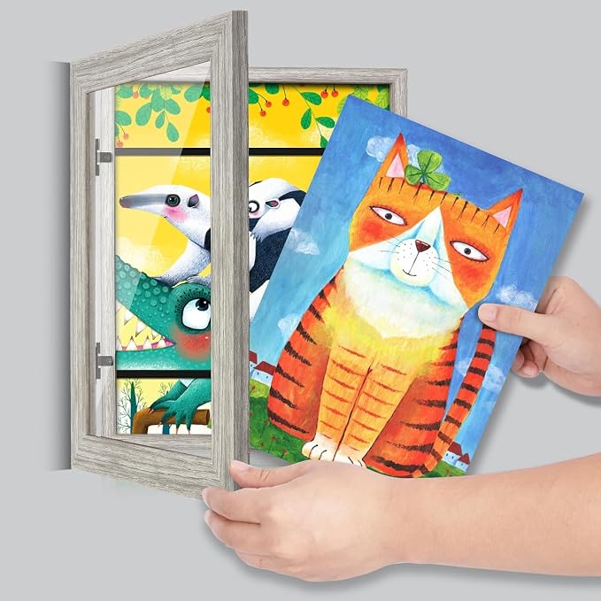 GULETHUN Kids Art Frames, 9x12 Front Opening Kids Artwork Frames Changeable - Image 4