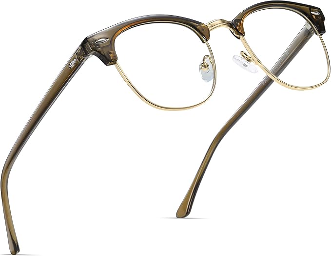 Blue Light Blocking Glasses Vintage Half Frame UV Clear Lens Anti Eyestrain by AOMASTE