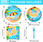 50 Guests Beach Plates and Napkins Party Supplies Summer Birthday Party - Image 2