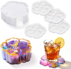 HeyClear 5Pcs Coaster Silicone Resin Molds, Flower Coaster Epoxy Resin Molds by HeyClearResin
