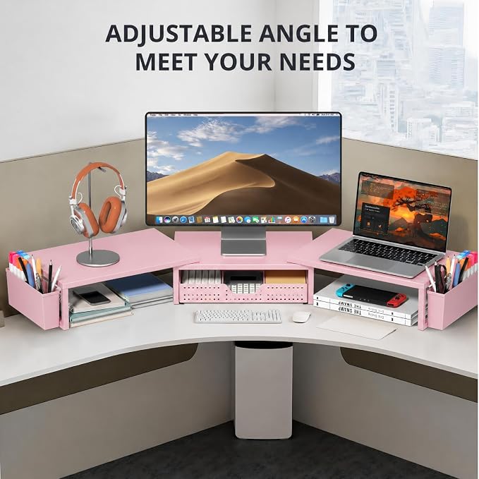 OPNICE Desk Organizers and Accessories, Dual Monitor Stand Riser - Image 6