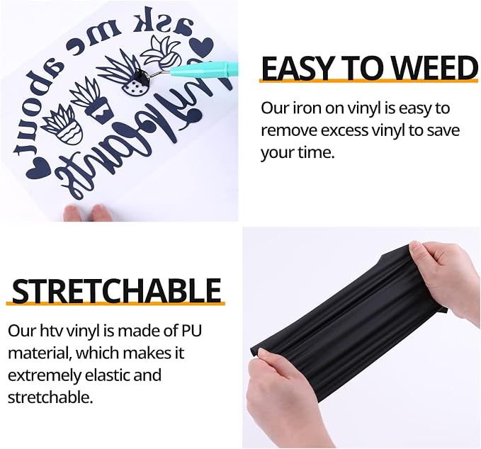 HTVRONT Black Heat Transfer Vinyl Bundle, 10 Pack 12" x 10" | HTV Vinyl - Image 3