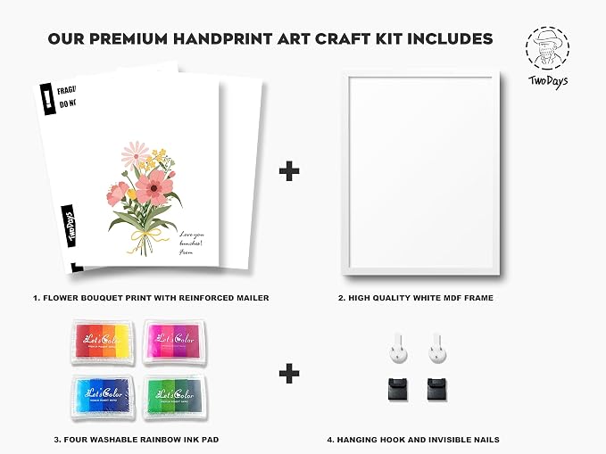 TwoDays Flower Bouquet Handprint Art Craft DIY Kit, Unique Gifts - Image 2