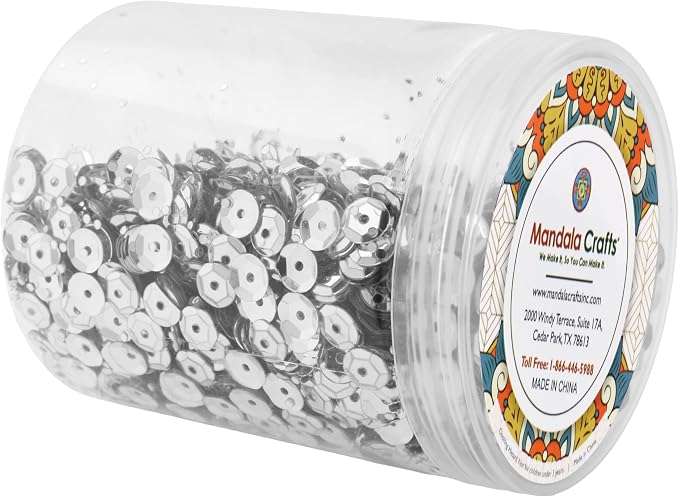 Mandala Crafts 20000 Silver Sequins - Image 4