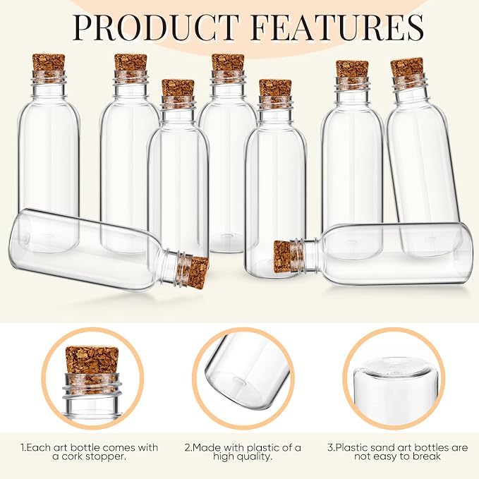 Yinkin 100 Pack 2 oz Plastic Sand Art Bottles - Image 5