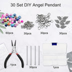 180Pcs DIY Angel Pendant Keychains Kit Includes Alloy Wing Spacer Imitated Bead - Image 4