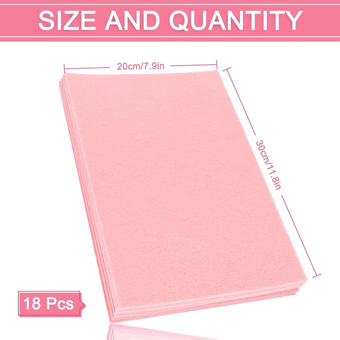 Whaline 18Pcs Pink Felt Fabric Sheets Soft Thick Assorted Pink Craft Felt Pack - Image 2