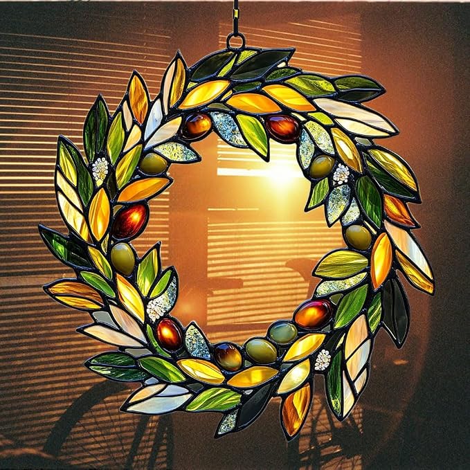 Mistletoe Wreath Acrylic Suncatcher Stained Glass Effect Window Car Hanging - Image 7