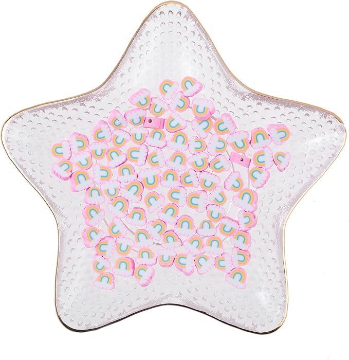 100pcs Pink Rainbow Polymer Clay Spacer Beads - Image 2