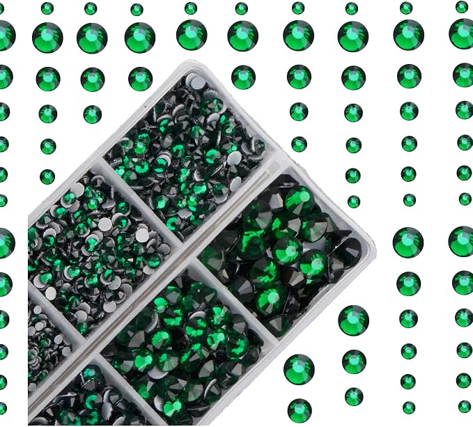 4000pcs Mixed Size Hot Fix Round Crystals Gems Glass Stones Hotfix Flat Back by MASSIVE+BEADS