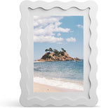 5x7 Picture Frame with Mat for 4x6, Wavy Edge Wooden Real Glass Photo Frame for by THKRLOF