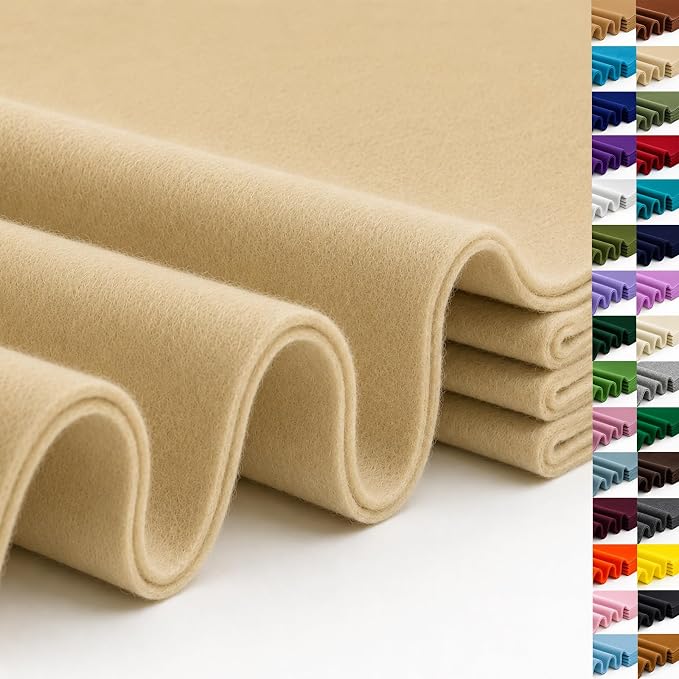 Sand Large Felt Fabric 36" x 36", 1.4 mm Soft Felt Sheet, Nonwoven Fabric by ZANEXIR