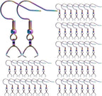 Earring Hooks 50PCS/25Pairs, Stainless Steel Rainbow Ear Wires Fish Hooks by MENKEY