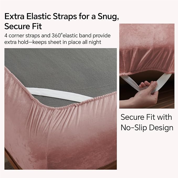 BEDELITE Velvet Fitted Sheet and Pillowcases Set, Luxury Soft Fuzzy Bottom Sheet - Image 4