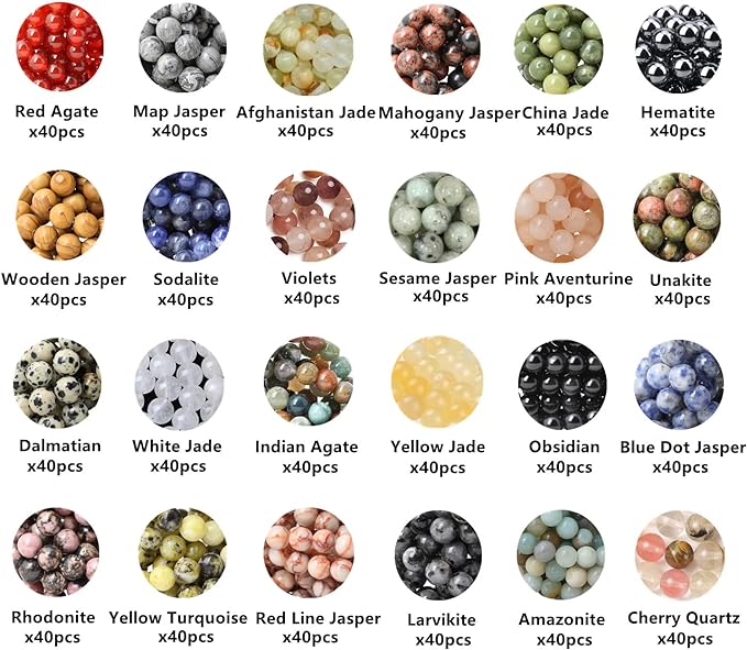 960pcs 6mm Natural Gemstone Beads Crystal Bracelet Jewelry Making Kit | - Image 2