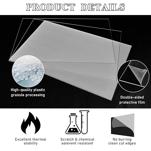 Roowest 1 Pcs 24 x 48 Inch, 1/4 Inch Thick Clear Acrylic Sheets Plastic - Image 4