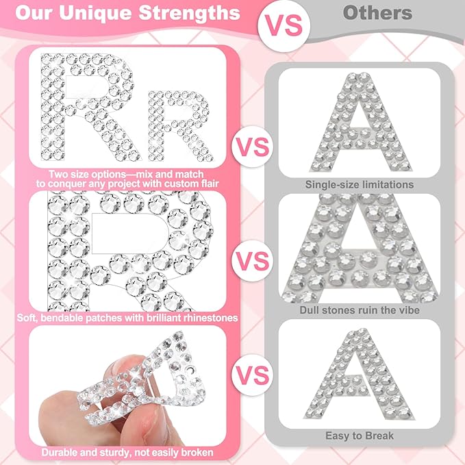 6 Sheet Rhinestone Letters Stickers 1.57'' and 1''A to Z Glitter Alphabet - Image 2