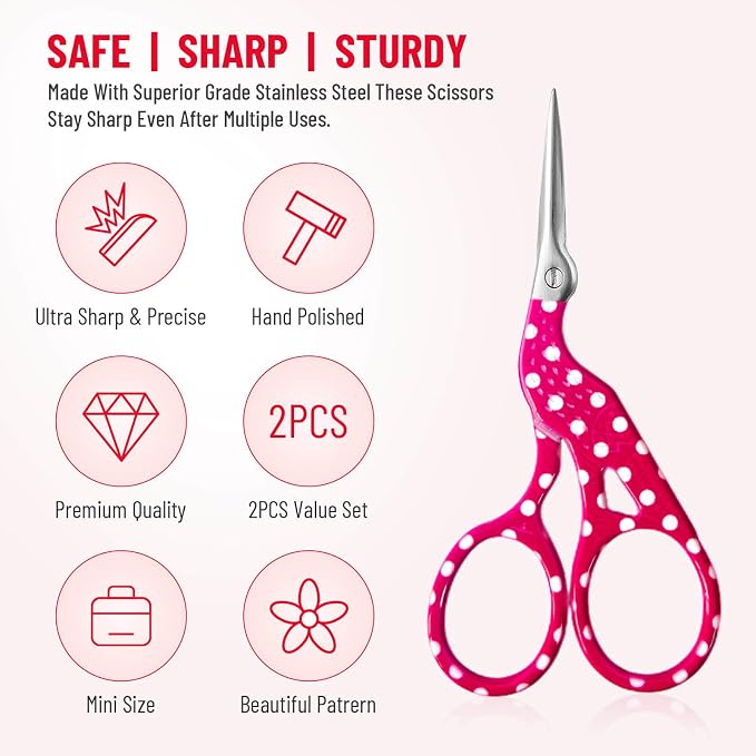 Embroidery Crafting Scissors, 3.7 Inches, 2 Pieces | Crochet Scissor, Cross - Image 5