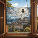 Customized Rectangle Vintage Lighthouse Shore Stained Glass Window Hanging - Image 4