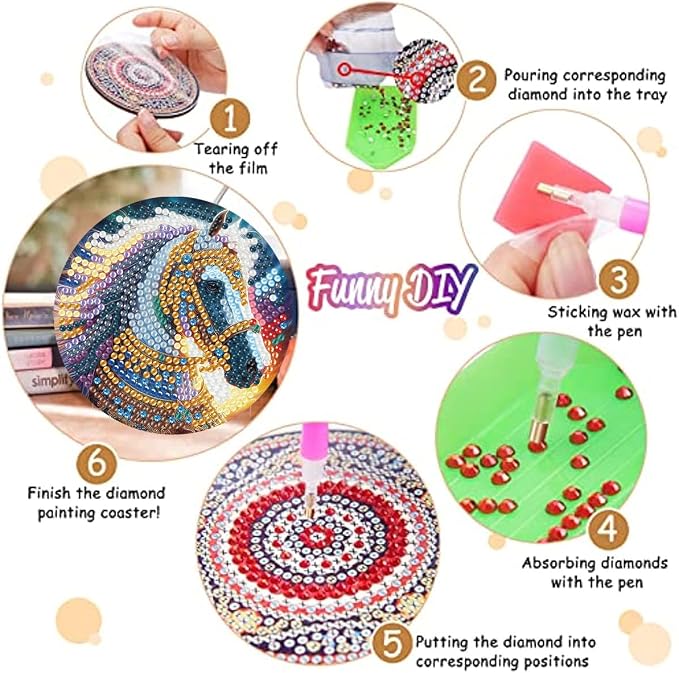 8 Pack Horse Diamond Art Coasters Kit for - Image 3