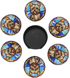 Drink Coaster Set of 6, Yorkshire Terrier Dog Mom Lover Gift, Leather Drink - Image 4