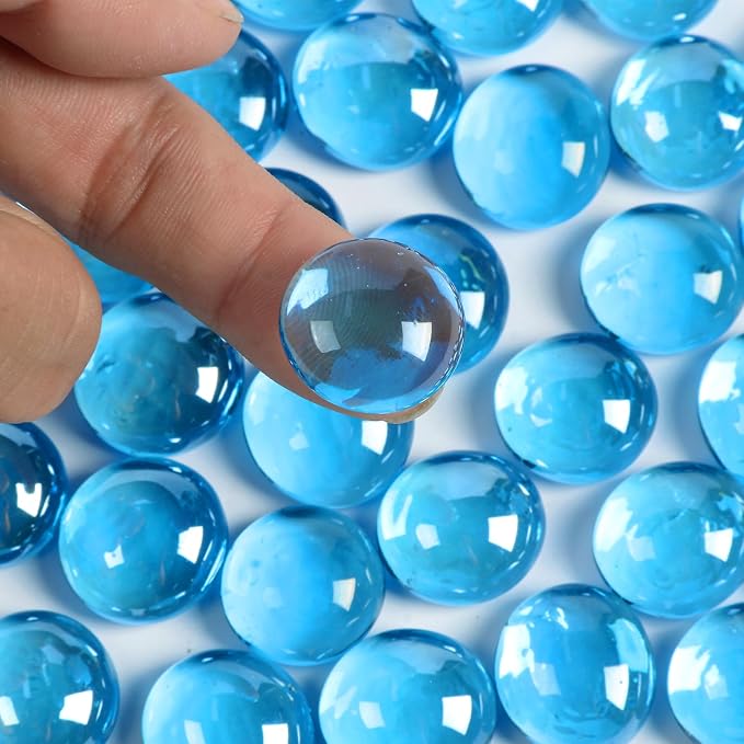 10 lb Light Blue Glass Beads for Vases, Flat Marbles Stones for Vase, - Image 6