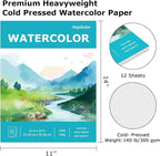 Hapikalor 11"x14" Watercolor Paper Pad, 140lb/300gsm Artist Painting Drawing - Image 2