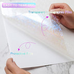 36 Sheets Holographic Laminate Sheets Clear Self Adhesive Sticker Paper - Image 3
