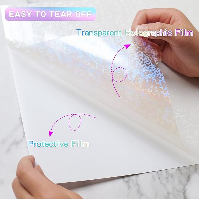36 Sheets Holographic Laminate Sheets Clear Self Adhesive Sticker Paper - Image 3