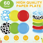 Funnymoom 60 Pcs 7 Inch Toy Inspired Paper Plates Cow Pattern Cloud Plates - Image 2