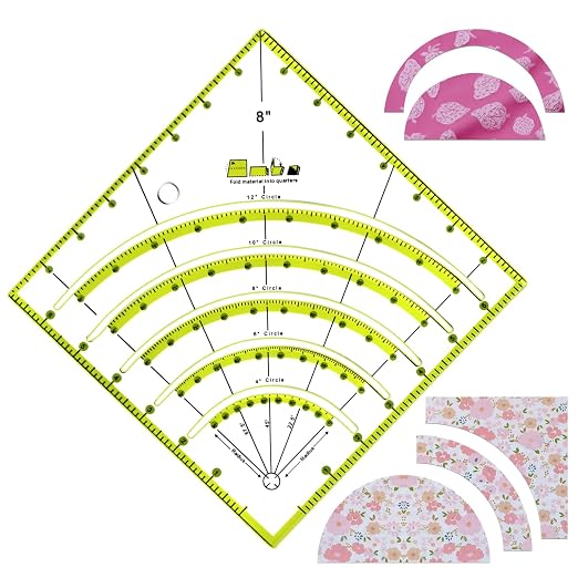 8 Inch Acrylic Quilting Ruler Multifunctional Arcs & Fans Square Quilt Circle - Image 2