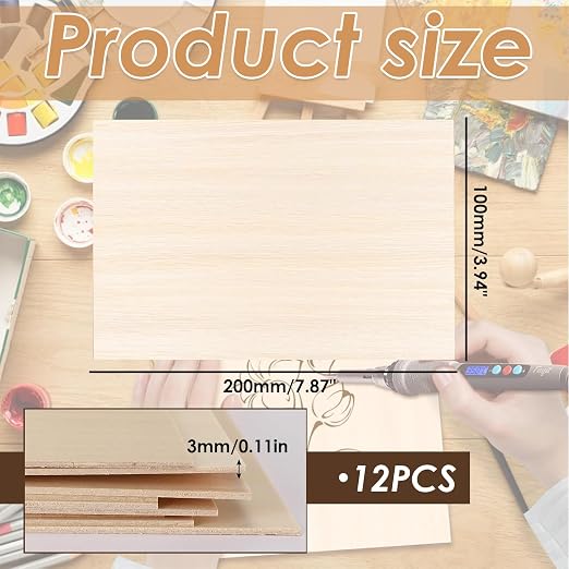 Balsa Wood Craft Sheets for DIY Projects, 12 Pieces, Natural Color - Image 2