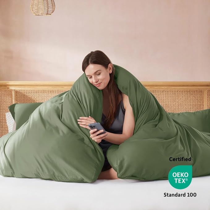 Nestl Olive Green Duvet Cover Queen Size - Image 3
