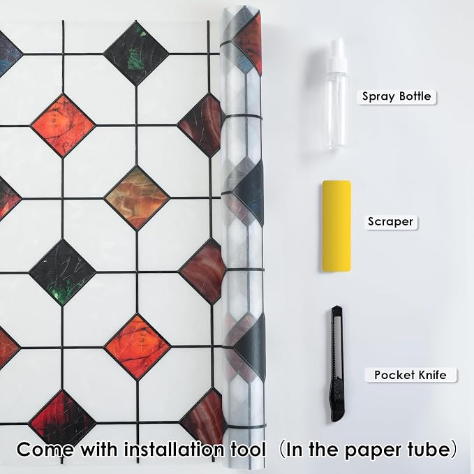 DKTIE Colorful Gem Lattice Pattern Decorative Window Privacy Film Rainbow - Image 6