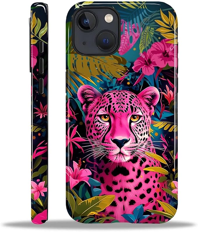 ZHEGAILIAN Case for iPhone 15, Panther Leopard Flower Durable Shockproof by Home