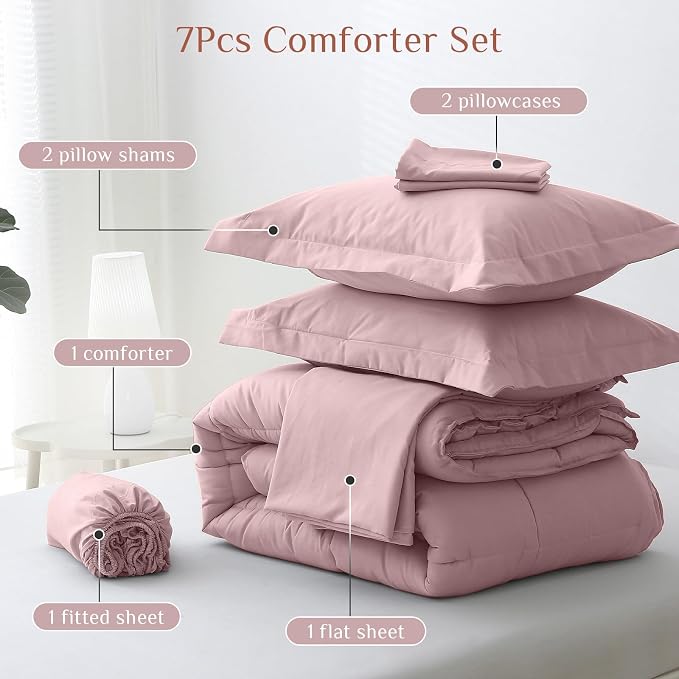 JOLLYVOGUE Full Comforter Set, Ultra-Soft Bed in a Bag Full Size 7 Pieces - Image 5