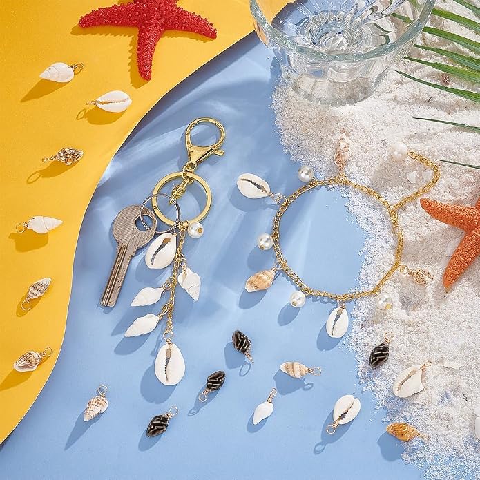 PH PandaHall Shell Pendants Spiral Seashells Craft Charms Cowrie Sea Shells - Image 5