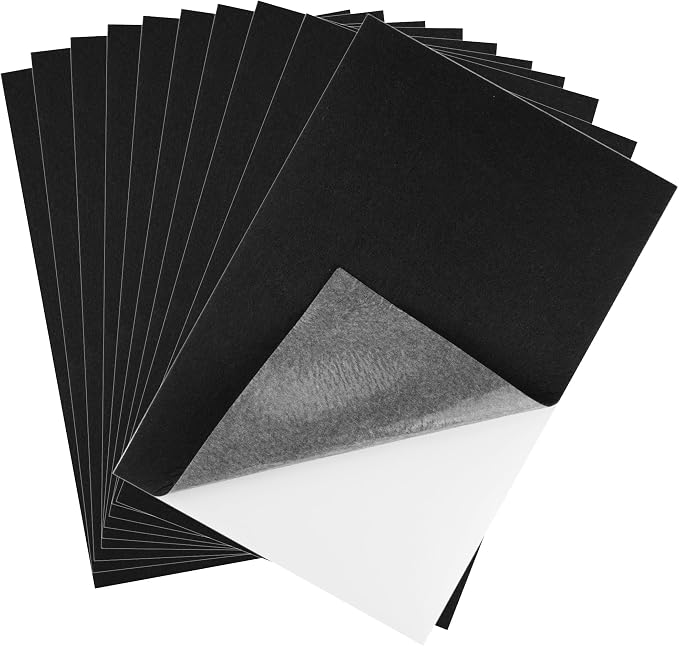 CHRORINE 10 Pcs Black Felt Fabric Sheets Self Adhesive Felt Sheets 8 x 12 by CHRORINE